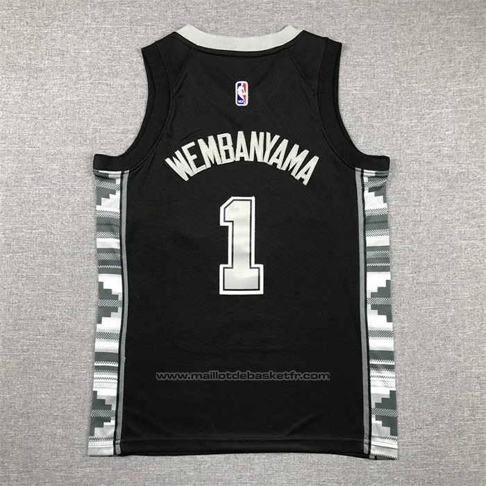 Maillot Enfant San Antonio Spurs Victor Wembanyama #1 Statement 2022-23 Noir